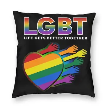 Moderno LGBT Coração do arco-íris GLBT Sofá Capa de Almofada de Poliéster Gay Lésbica Orgulho Jogar Travesseiro Caso Decoração Decoração de Casa 0