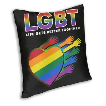 Moderno LGBT Coração do arco-íris GLBT Sofá Capa de Almofada de Poliéster Gay Lésbica Orgulho Jogar Travesseiro Caso Decoração Decoração de Casa 1