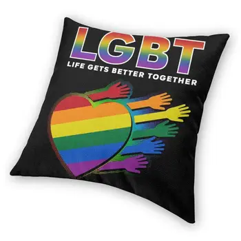 Moderno LGBT Coração do arco-íris GLBT Sofá Capa de Almofada de Poliéster Gay Lésbica Orgulho Jogar Travesseiro Caso Decoração Decoração de Casa 2