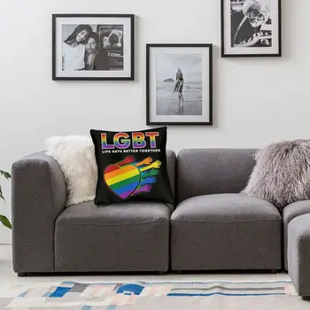 Moderno LGBT Coração do arco-íris GLBT Sofá Capa de Almofada de Poliéster Gay Lésbica Orgulho Jogar Travesseiro Caso Decoração Decoração de Casa 5
