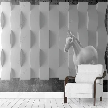 Moderno Sólido 3D Mural de Parede Para Sala de estar Geometria Cavalo Quarto de Papéis de parede PLANO de Fundo do Papel de Parede Decoração da Casa