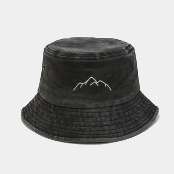 montanhas lavado chapéu de balde de hip hop de verão chapéu de idade vintage pescador panamá retro pesca de praia, chapéu de sol bob dropshipping