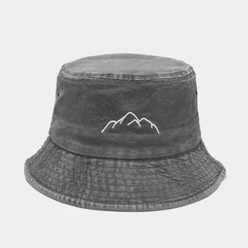 montanhas lavado chapéu de balde de hip hop de verão chapéu de idade vintage pescador panamá retro pesca de praia, chapéu de sol bob dropshipping 1