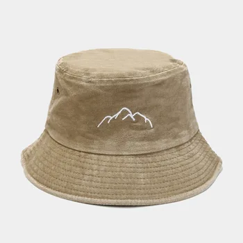 montanhas lavado chapéu de balde de hip hop de verão chapéu de idade vintage pescador panamá retro pesca de praia, chapéu de sol bob dropshipping 2
