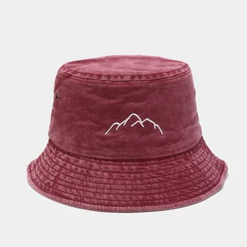 montanhas lavado chapéu de balde de hip hop de verão chapéu de idade vintage pescador panamá retro pesca de praia, chapéu de sol bob dropshipping 5