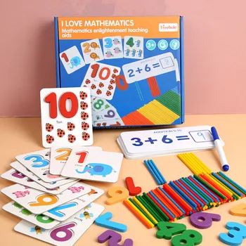 Montessori De Brinquedos Para Crianças De Matemática As Crianças Cedo, Brinquedos Educativos, A Contagem De Madeira Adesivo De Crianças Número De Cognição Presente De Aniversário