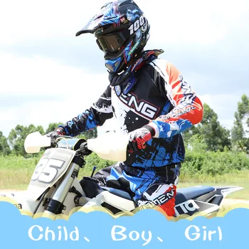 Motocross camisola e Calças de criança roupa infantil menino grande menina garoto estudante de corrida de terno conjunto de engrenagens Respirável Fora-de-estrada, BMX NOVO 2