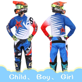 Motocross camisola e Calças de criança roupa infantil menino grande menina garoto estudante de corrida de terno conjunto de engrenagens Respirável Fora-de-estrada, BMX NOVO 3