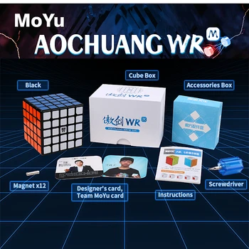 Moyu AoChuang WR M Magnético 5x5x5 Velocidade Cubo Mágico, 5x5 Cubo Mágico Aochuang 5x5 WRM Quebra-cabeça Cubo de Ímã Cubo