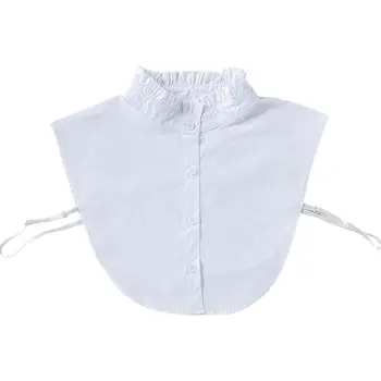 Mulher Enrugada Falso Stand Colarinho Básicos de Camadas de Puro Camisola Branca de Acessórios Outono Destacável Meia-Shirt T8NB