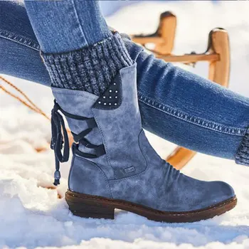 Mulheres Botas de Inverno Meados de Bezerro Botas de Neve Feminino coxa botas altas Quente de Alta Qualidade Botas Mulher Plus Size