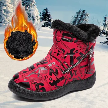 Mulheres Botas De Neve Quente Curto Luxuoso Da Pele Tornozelo Botas De Inverno Plus Size Senhoras Sapatos Femininos Zip Conforto Quente Calçados