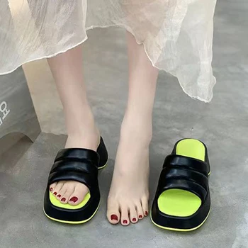 Mulheres Chinelos De Verão 2022 Plataforma De Cunhas De Meados De Saltos Laço Aberto Toe De Moda Chinelos De Quarto Praia Exterior Sapatos De Senhoras Zapatos De Muj 1