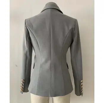 Mulheres elegantes cinza formal blazer da cor do ouro do botão double breasted slim sexy blazers outerwear r1959 1