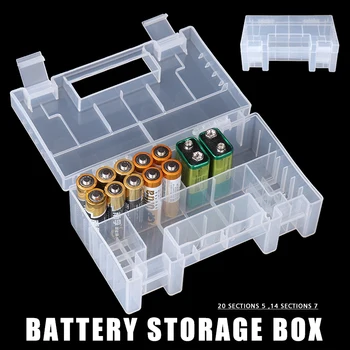 Multi-funcional Bateria Caixa de Armazenamento Portátil Durável PlasticTransparent Baterias Organizador Titular Recipiente
