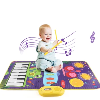 Multifunções Instrumento Musical de Jazz Drum & Piano, Teclado Touch Playmat Tapete de Educação infantil de Brinquedos para as Crianças do Presente