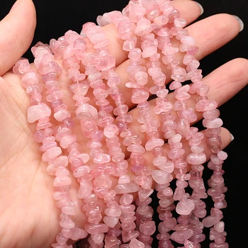 Natural de Grânulos de Pedra Irregular de Cascalho de Quartzo Rosa Talão Para Fazer Jóias DIY Colar Pulseira Acessório