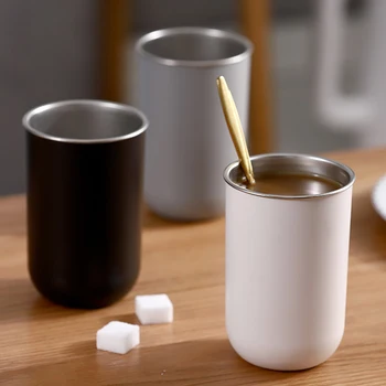 Nordic café caneca de 300ml de aço inoxidável simples xícara (chá) retro tarde xícara de chá de casa de chá, canecas office copo de água
