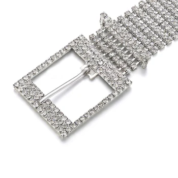 Nova corrente de metal cintos de Mulheres Diamante de cristal Cadeia Cinto Cheio de Strass noiva ampla Bling Feminino Crystal Cinto acessórios 2