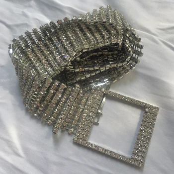 Nova corrente de metal cintos de Mulheres Diamante de cristal Cadeia Cinto Cheio de Strass noiva ampla Bling Feminino Crystal Cinto acessórios 3