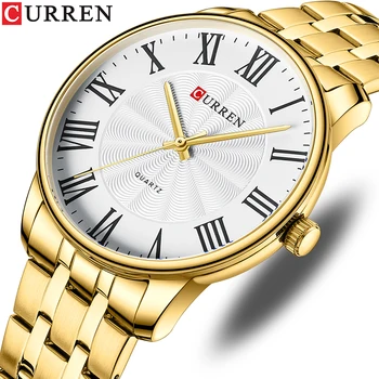 Nova Marca de Luxo CURREN Relógios Mens Casual de Negócios de Quartzo Relógios de pulso com Números Romanos Estilo Simples de Aço Inoxidável Relógio