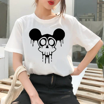 Nova T-Shirt das Mulheres Kawaii Superior de desenho animado Gráfica Tees Engraçado Crânio Harajuku T-shirt Moda Unissex Camiseta Feminina