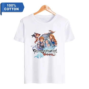 Nova Verão Granblue Fantasia T-Shirt dos Homens Causal T-Shirt 100% Algodão Harajuku O-pescoço Masculino Hip-Hop Camisetas Moda Solta Tees
