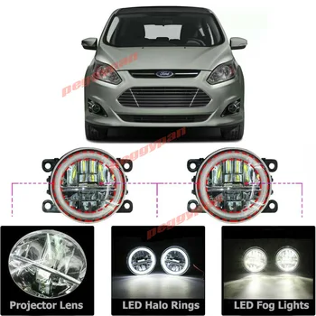 Novas do DIODO emissor de Luz de Névoa de Anjo Olho Anéis HD Lente de Vidro DRL luzes de circulação Diurna de Ajuste Para o Ford C-max 2010-2015
