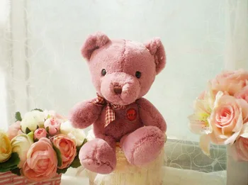 novas pelúcia pequeno bonito rosa escuro ursinho de brinquedo lindo urso de pelúcia boneca de presente de cerca de 25cm 0500