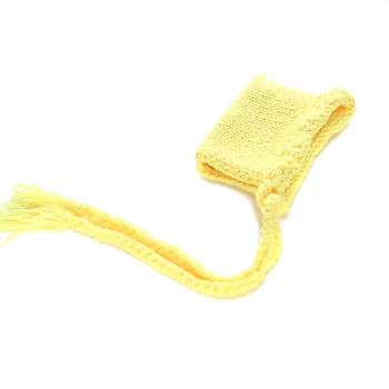 Novo 2 Pcs/Set Bebê Recém-nascido de Crochê, Tricô Amarelo Fotografia Looks com Chapéu de Calças compridas 2