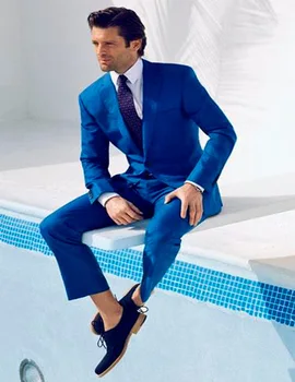 Novo 2022 mais Recente do Casaco, Calça de Projetos azul Royal Terno Personalizado Noivo Blazer Homens Ternos Slim Fit Terno(Casaco+Calça)