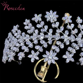 Novo Bling Zircônia Casamento Coroa Tiara de Cristal Mulher Elegante Concurso de Festa Cabeça de RE4191 3