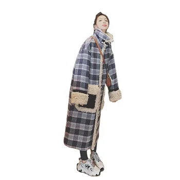 Novo Cordeiro de Lã de Costura da Manta de Lã Casaco de Mulheres muito Mais-o-joelho de Inverno coreano Grosso Casaco de Lã 4