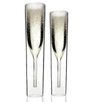 Novo Creative1pcs Champagne Vidro De Parede Dupla Óculos De Flautas Cálice Bolha De Vinho Tulip Festa De Casamento Copa 3