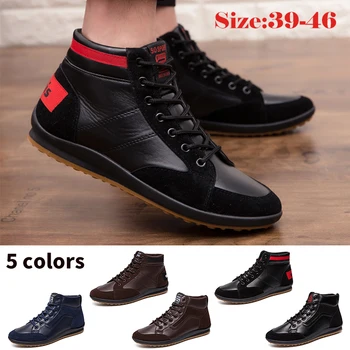 Novo de Alta Qualidade, masculina Casual Sapatos Impermeável Sapatos de Trabalho ao ar livre Conforto de Topo PU Sapatos Plus Size 39-46 Masculino
