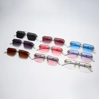 Novo de grandes dimensões sem aro Quadrado Óculos de sol dos Homens de 2022, a Marca de Luxo da Moda de Óculos de Sol Para Mulheres Sombra Óculos Gafas De Sol UV400 5