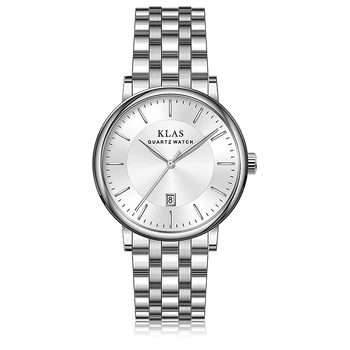 Novo Durável dos Homens relógios de luxo, relógios de quartzo grande de aço inoxidável de discagem Klas marca