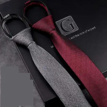 Novo Negócio Sólido 6cm Laço de Pescoço Para Cavalheiro Festa de Casamento gravatas borboleta Elástica Acessórios de Moda de homem Simples Zíper Empate