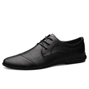 Novo original de Couro, Sapatos masculinos Primavera, Outono Diário Casual cadarço de Couro Mens Oxford Escritório de Negócios de Sapatos de Homens Vestidos de Noite 3