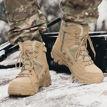 Novo pelúcia Quente Botas de Neve de Não-deslizamento Homens Botas de Trabalho Impermeável Inverno Homens Botas ao ar livre Botas de Deserto de Homens do Exército Botas Ankle Boots 3