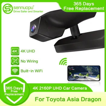 NSN Carro Dvr da Câmera com Visualização Traseira wi-FI Traço Cam 4k 2160P da Frente e Traseira do Monitor sem Fio da Câmera do Carro para Toyota Ásia Dragão 2019