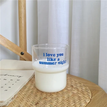 O coreano de Vidro eu amo você gosta de uma noite de verão, resistente ao Calor, uma Caneca de Café da Família pequeno-Almoço de Leite em Caneca de Suco de Copa do Presente Copos de Casa 5