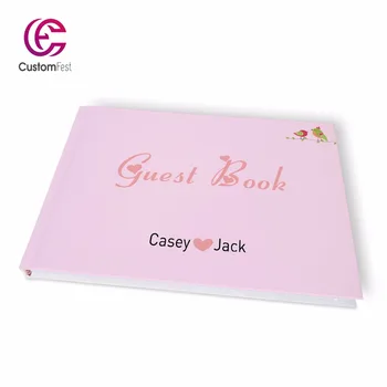O envio gratuito de Noiva cor-de-Rosa beijando pássaro personalizado livro de visitas GB006V