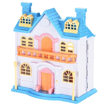 O mais popular jogo de papel da casa de boneca com móveis de brinquedo de luxo menina cor-de-rosa diy plástico Villa brinquedos Educativos blocos de brinquedo