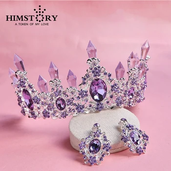 O novo Luxo Roxo Cristal Beleza coroa de princesa tiaras Magnífico cristal de rocha Diadema para a Noiva de Casamento e Acessórios para o Cabelo