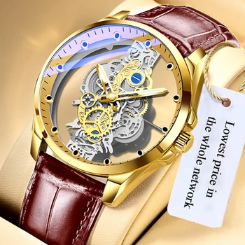 Ocos Mens Relógios de Quartzo da Marca de Luxo de Moda Casual Relógio masculino Para Presentes de couro Respirável Impermeável luminoso do relógio