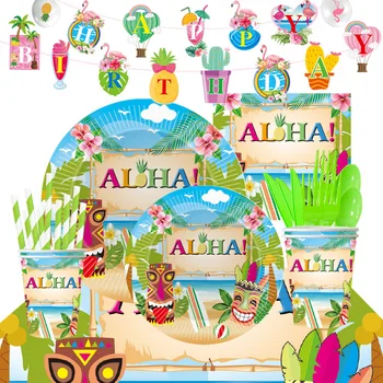 Omilut Aloha Hawaii Festa De Talheres Descartáveis De Férias De Verão, Festa De Luau Aloha Decoração Para Uma Festa Tropical De Folha De Palmeira Fornecimentos De Terceiros Dez