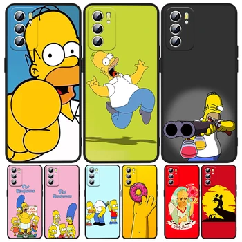 Os Simpsons Caso de Telefone Para OPPO A5 A9 A12 A1K AX7 A72 A52 A31 A53 A53S A73 A93 A94 A74 A16 Preto Iuxury de Silicone Funda Tampa