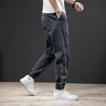 Oversized Luz Jeans para os Homens, a Marca de Moda de Moda Solta Reta Wide Leg Pants M-8XL 1