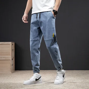 Oversized Luz Jeans para os Homens, a Marca de Moda de Moda Solta Reta Wide Leg Pants M-8XL 2